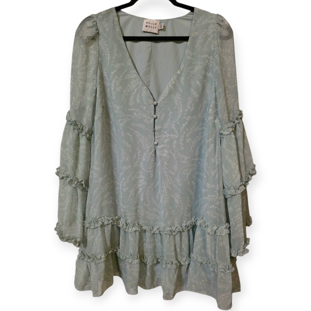 Hello Molly Sage Green Lyric Of Mia Chiffon Mini Dress - Picture 3 of 6